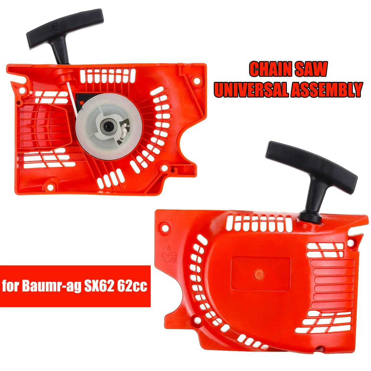 WOLIKE 1Pc Orange Chain Saw Universal Engine Recoil Starter Assembly Gasoline Saw Pull Plate Spare Parts For Baumr-ag SX62 62cc