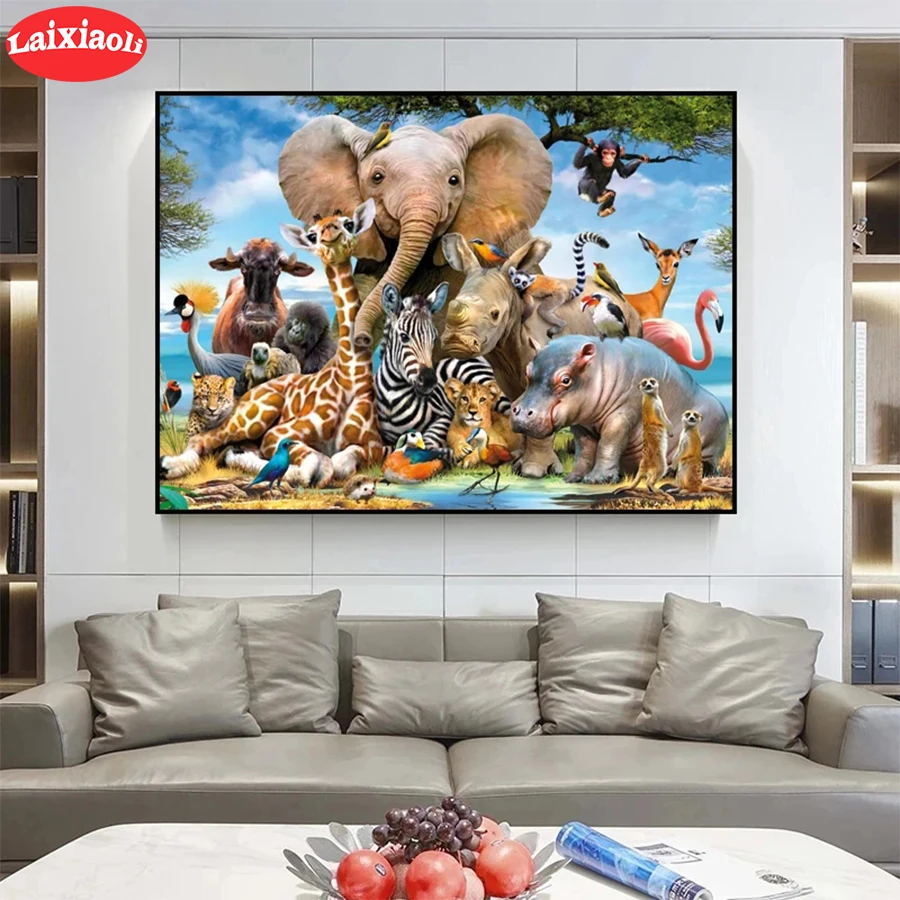 

Алмазная 5D Вышивка «сделай сам», Мультяшные животные, семейное искусство стразы, алмазная живопись, вышивка крестиком, мозаика, Новое посту...