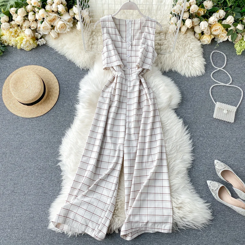 Весна-лето 2020 новые цельные брюки в клетку | Женская одежда