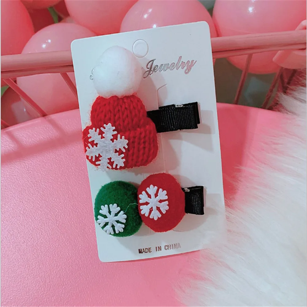 2/4PCS/ Christmas Hair Clip Cute Hair Clip Set Xmas Tree Hat Candy Santa Claus Headwear Hair Accessory Butterfly Hair Clip - Цвет: FJ151-03