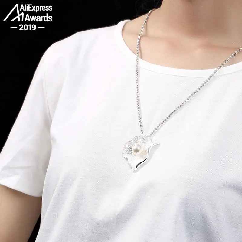 Супер красивый кулон из пресноводного жемчуга для ожерелья в виде листа Серебро