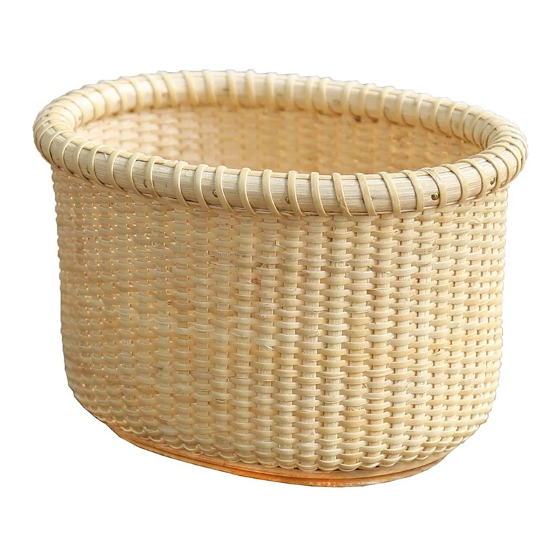 

Handmade Rattan Storage Oval Baskets Decorative Organizing Baskets for Bedroom Bathroom Office Desk Storage,Food,Etc