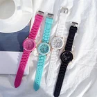 Женские кварцевые часы Повседневный унисекс из Женевы, аналоговые силиконовые спортивные наручные часы для женщин и мужчин, женские часы, кварцевые наручные часы