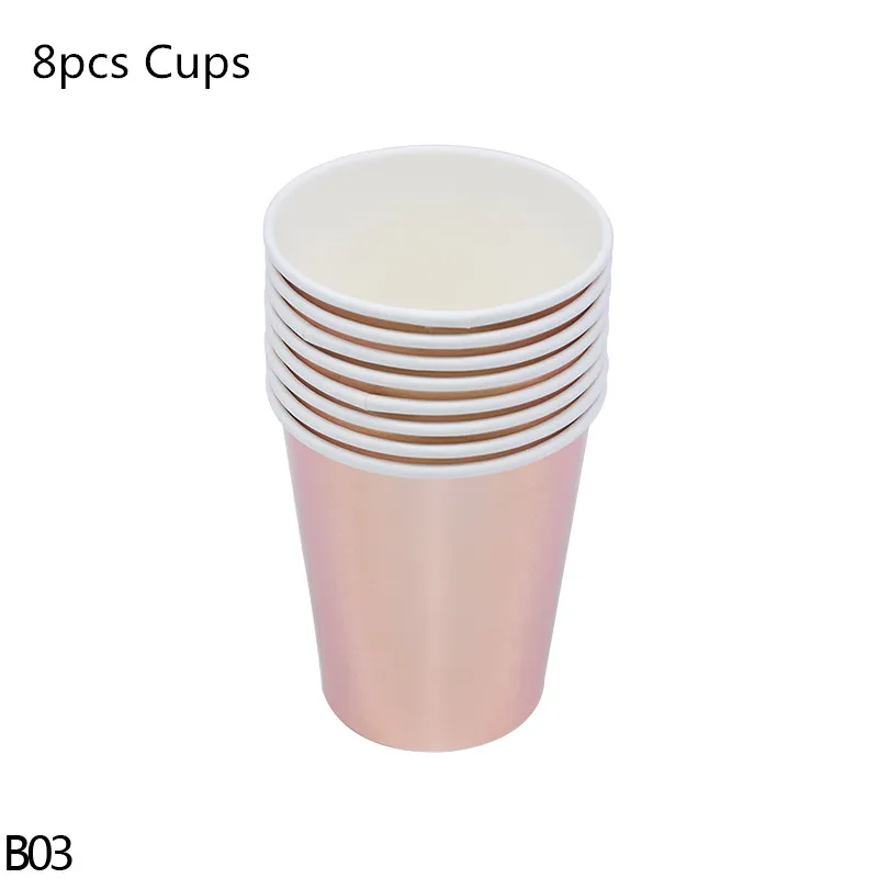 8pcs Cups 8/10 шт. розовое золото одноразовая посуда тарелка салфетки под чашки звезда Baby Shower одежда для свадьбы, дня рождения украшения свадебные принадлежности - Цвет: 8pcs Cups