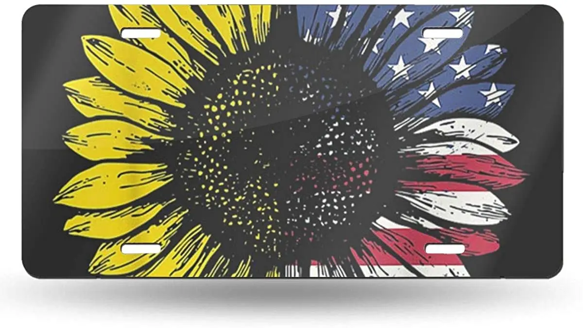 

Рамка для автомобильного номерного знака Bomini, Подсолнух, американский флаг, металлические Чехлы для передней стены, для велосипеда, мотоцик...