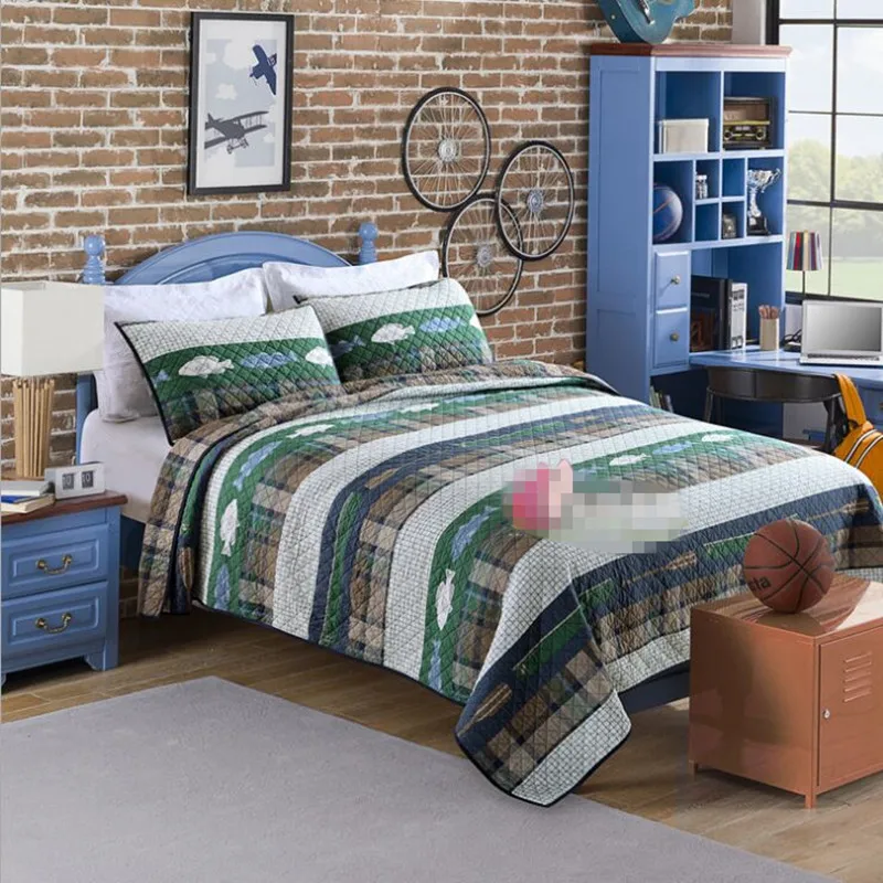 Бесплатная доставка 100% хлопок 3 шт Европейский стиль зеленый плед покрывало