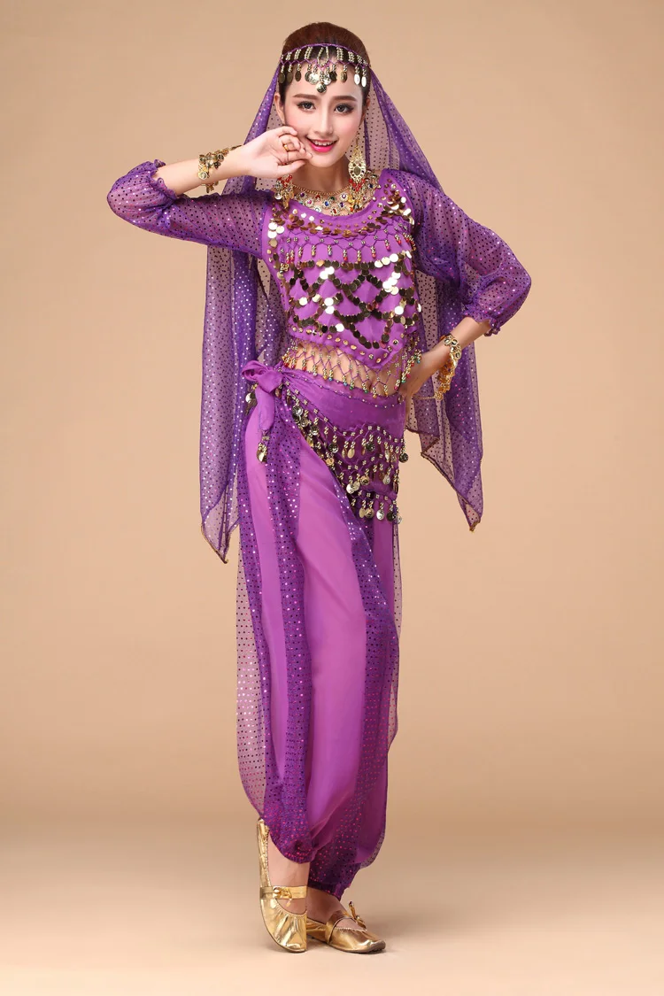 Женский костюм для танца живота комплект из 4 предметов с длинным рукавом