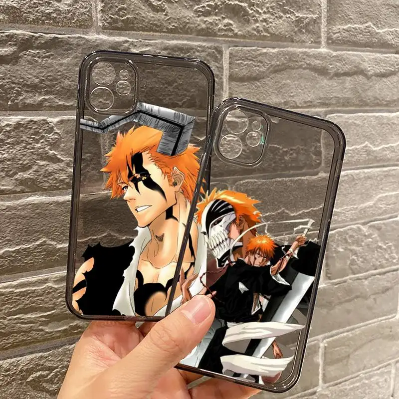 

Bleach Japanese Anime Phone Case For iPhone 12 11 8 7 se 2020 mini pro X XS XR MAX Plus Black Transparent Cover
