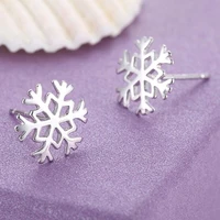 summer autumn style silver plated women favorite snowflake ear stud earrings classic christmas love gift