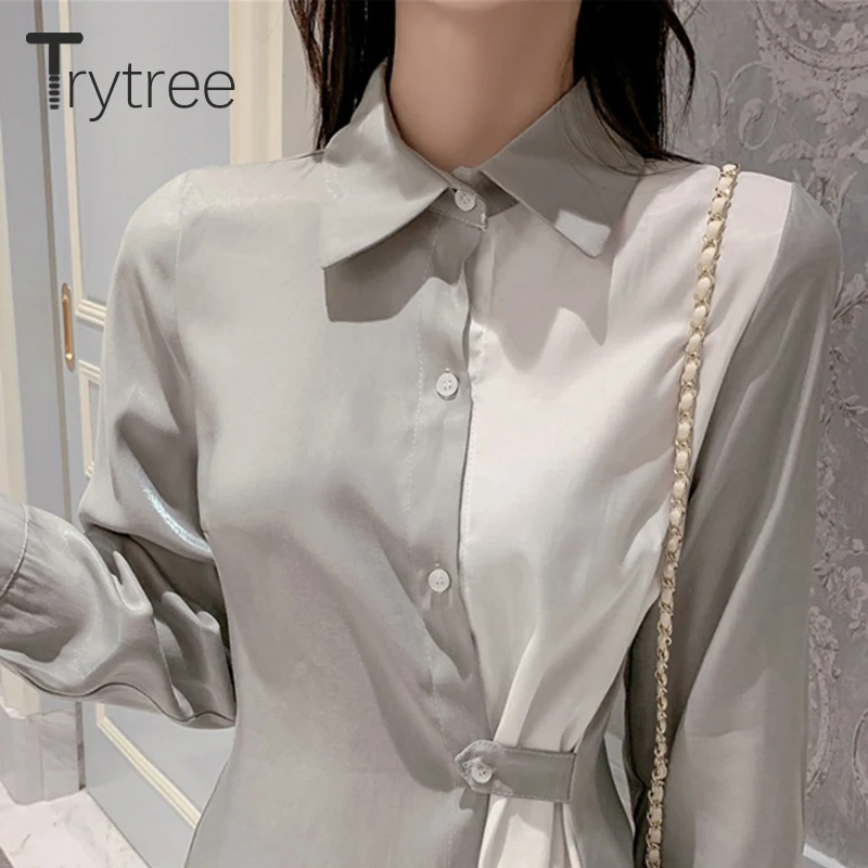 Осеннее женское Повседневное платье Trytree 2 цвета однобортное лоскутное мини