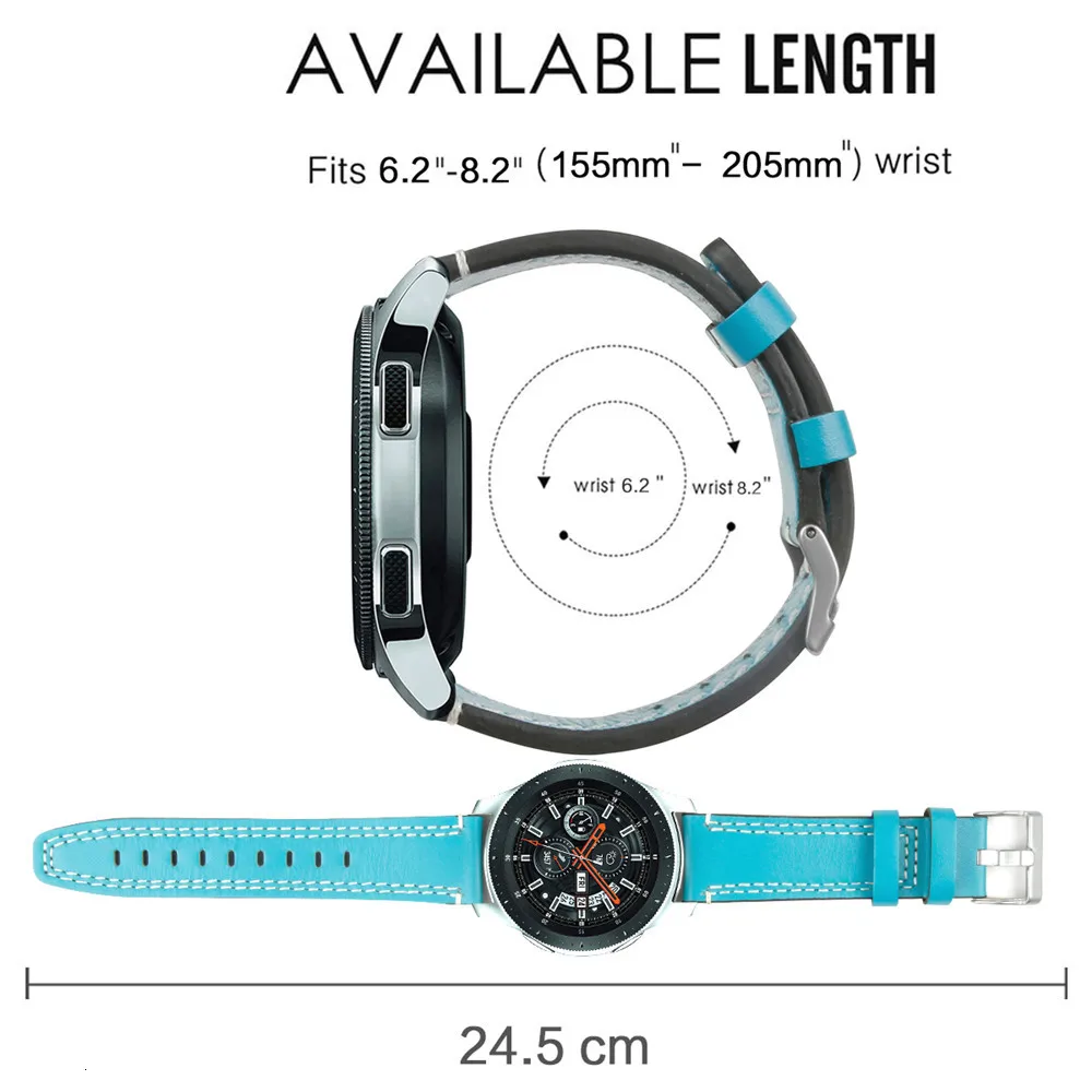 22 мм ремешок из натуральной кожи для samsung Galaxy Watch 46 мм gear S3 huawei GT Amazfit Stratos Pace Line быстросъемный браслет