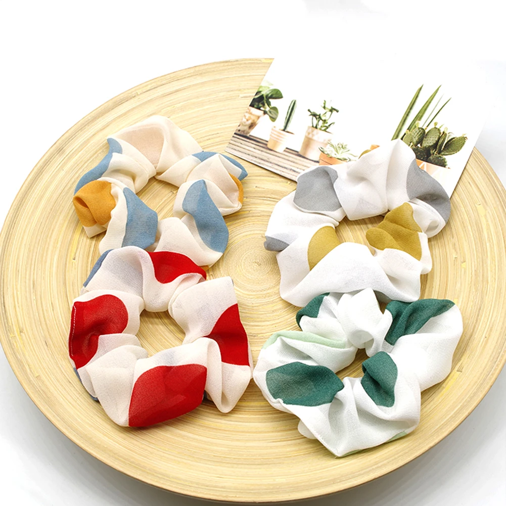 Эластичные резинки для волос с принтом в горошек| |