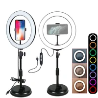 desktop live streaming mount holder for mobile phones selfie tripod with 26cm led ring light lamp for video recording bloggers