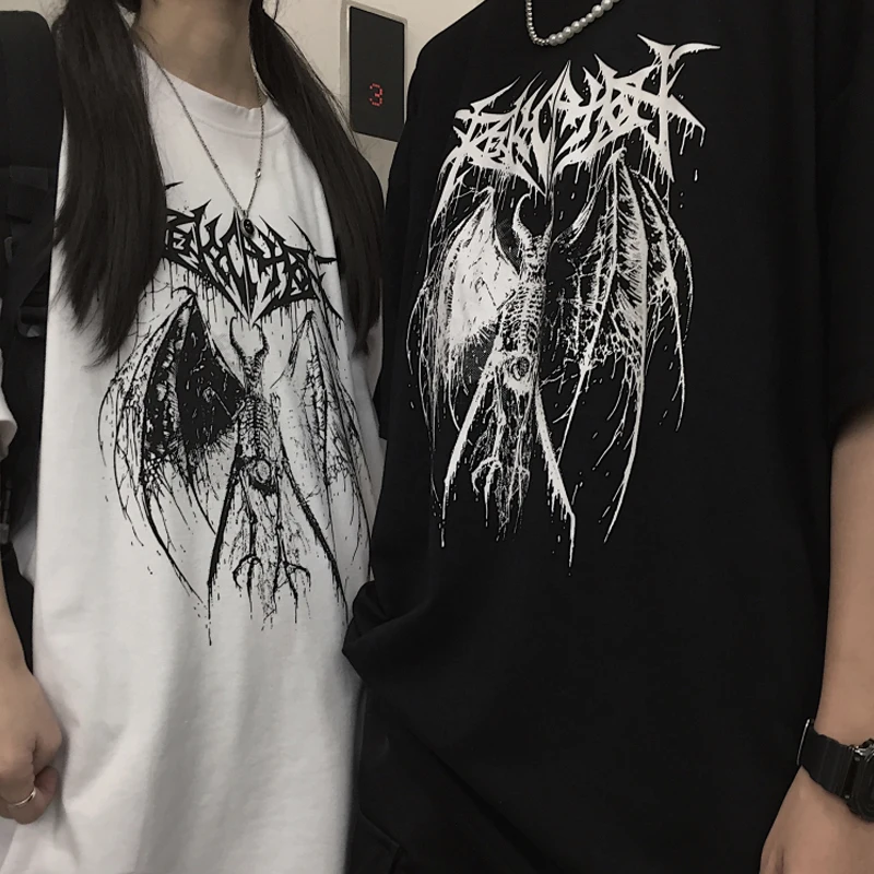 

Women's T-shirt Harajuku Y2K Top Harajuku Retro Style Black Demon Punk Gothic Anime Print Clothes Plus Size Tshirt Women