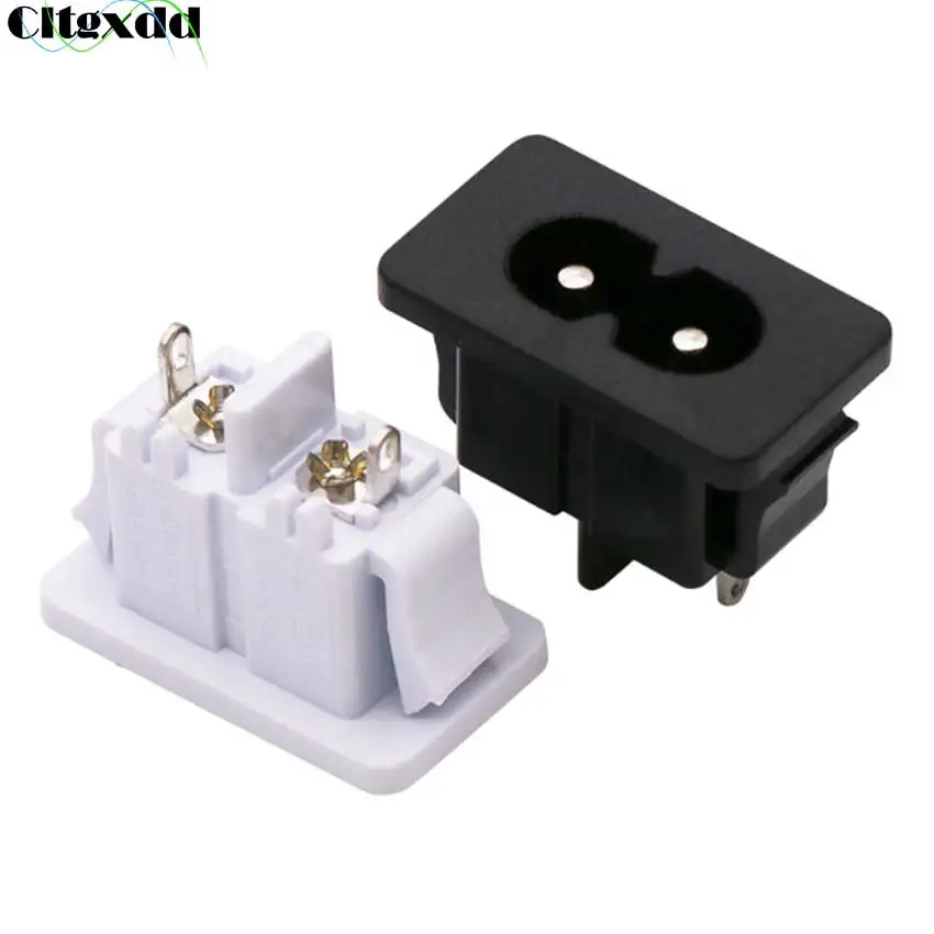 Cltgxdd 1PCS AC 250V 2.5A IEC320 C8 Male 2 Pins Power Inlet Socket Panel Embedded Black White | Обустройство дома