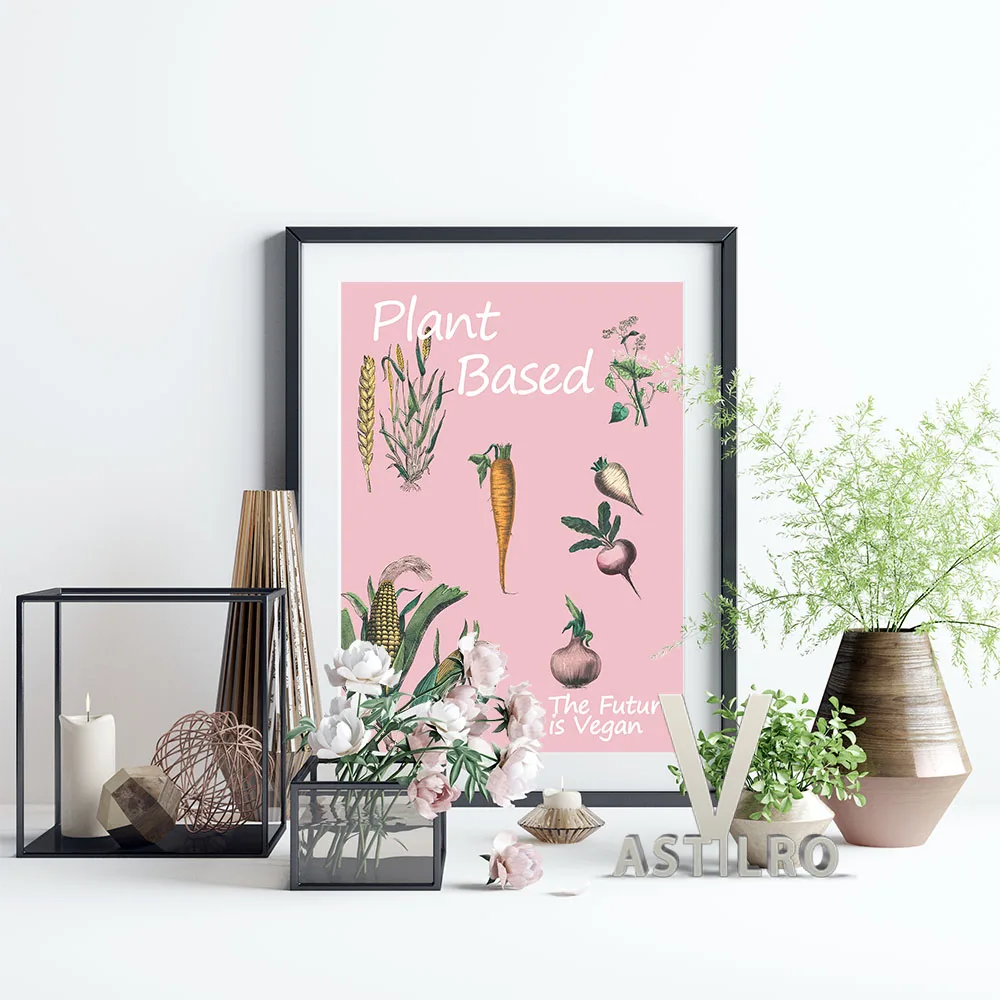 

The Future Is Vegan Poster Plant Based Diet Publicity Canvas Painting Vegetables Clipart Pattern Wall Stickers Modern Home Decor