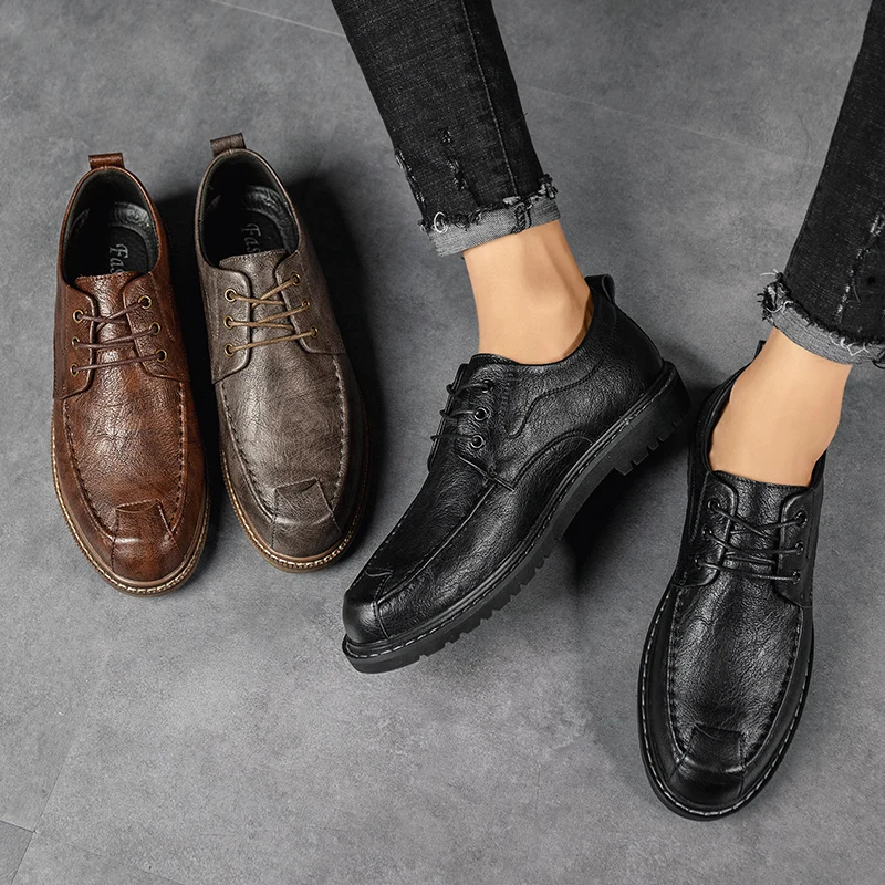 

Leather Men's Casual shoes Leather Martin Shoes outdoor High Quality Men Anti-Slip Head Leather Shoes Men Driving Shoes