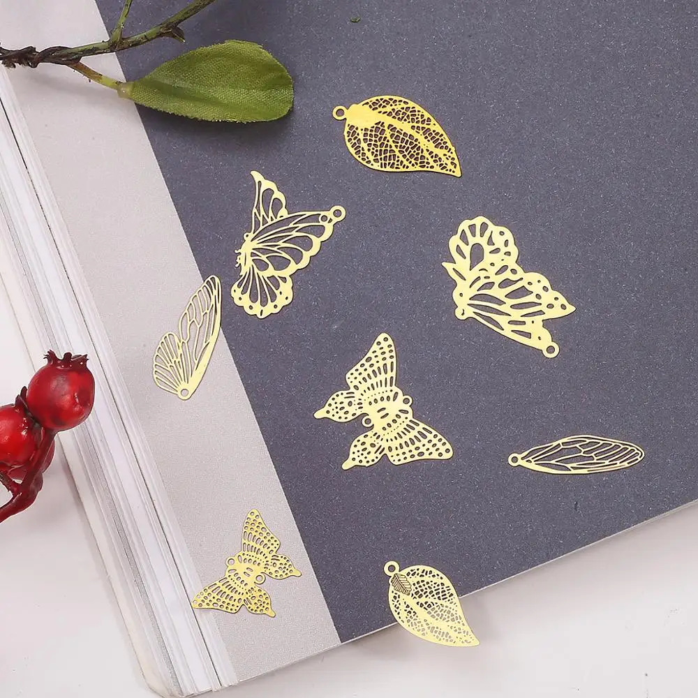 

10pcs / Lot Copper Hollow Butterfly Findings End Beads Cap Filigree Loose Spacer Bead For DIY Jewelry Finding Making Accessories