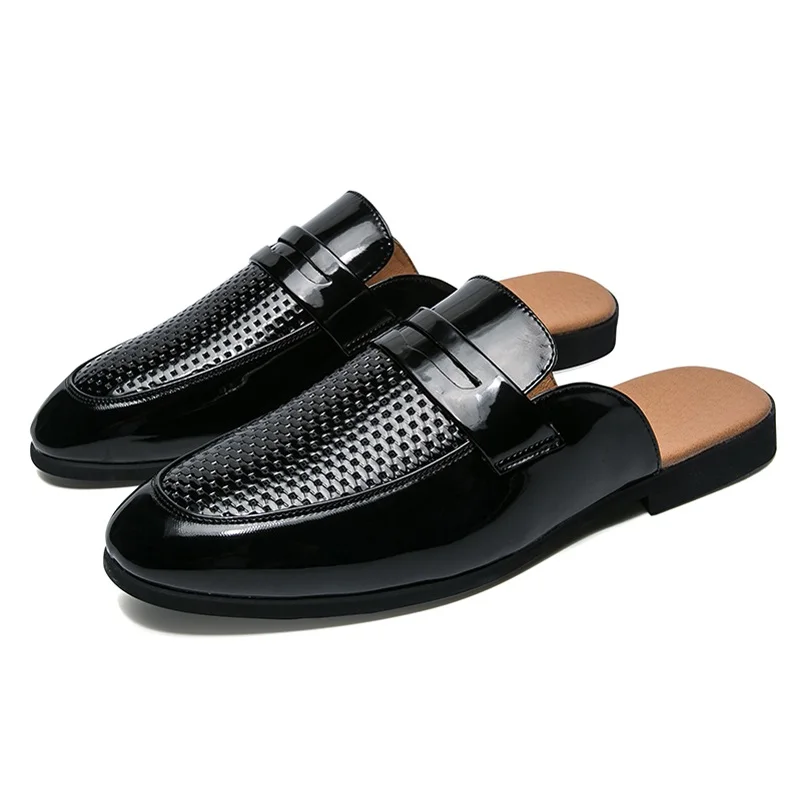 

Men Sandals 2019 New summer half slippers men shoes PU Leather beach sandals causal lazy slip-on men slides flip flops Moccasins