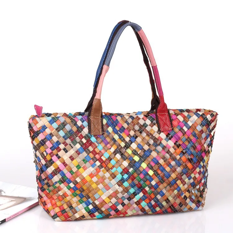 

Women's Leather Bags Hand-Woven Bag Color Bag Shoulder Messenger Bag Multi-Color Mosaic Women's Bag weekender bag