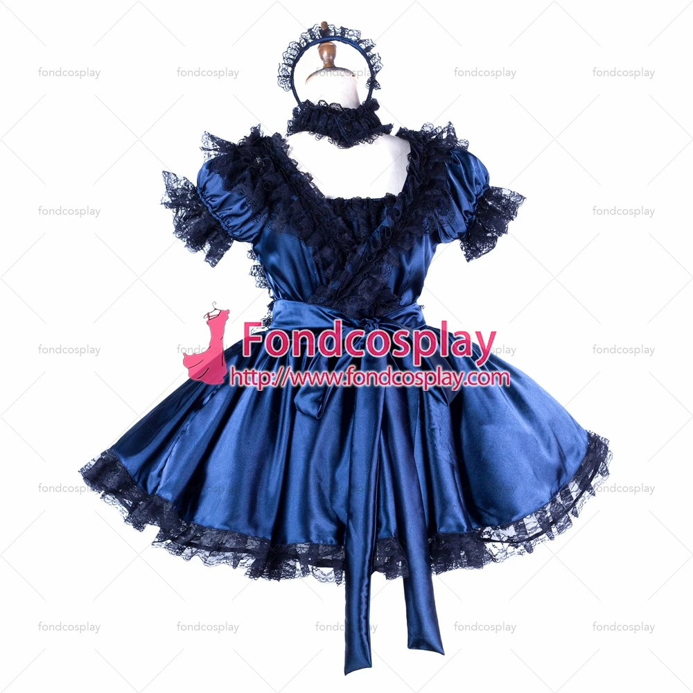 Сексуальная одежда для взрослых fondcosplay женская короткое темно-синее атласное