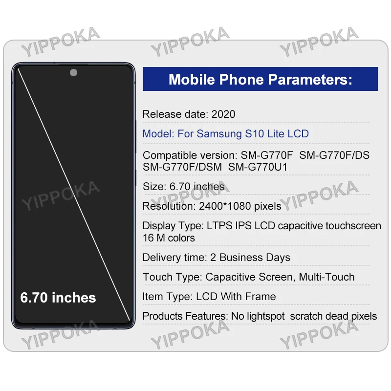 Digitalizador de pantalla t&aacute;ctil LCD Original para Samsung Galaxy S10 Lite, piezas de repuesto para pantalla SM-G770F/DS SM-G770F/DSM-1