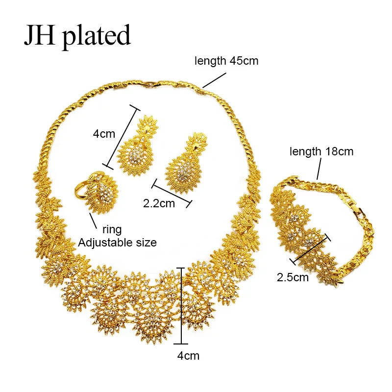JHplated Exquisite Luxury Dubai Jewelry sets of gold color India Nigeria African Big Jewelry Accessories Jewelry Wholesale