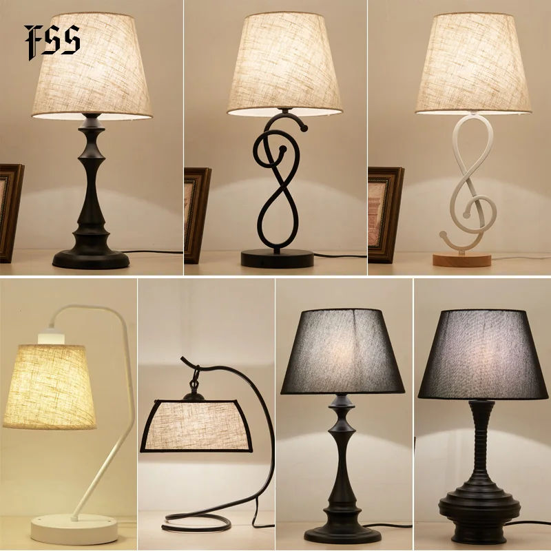 Тканевые настольные лампы для спальни гостиной светодиодный ночник современный