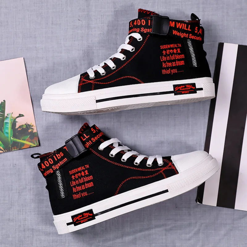 

New High-top Men Teens Casual Shoes Canvas Breathable Sneakers Skateboard Cushion Basketball Running Jogging Footwear Travel