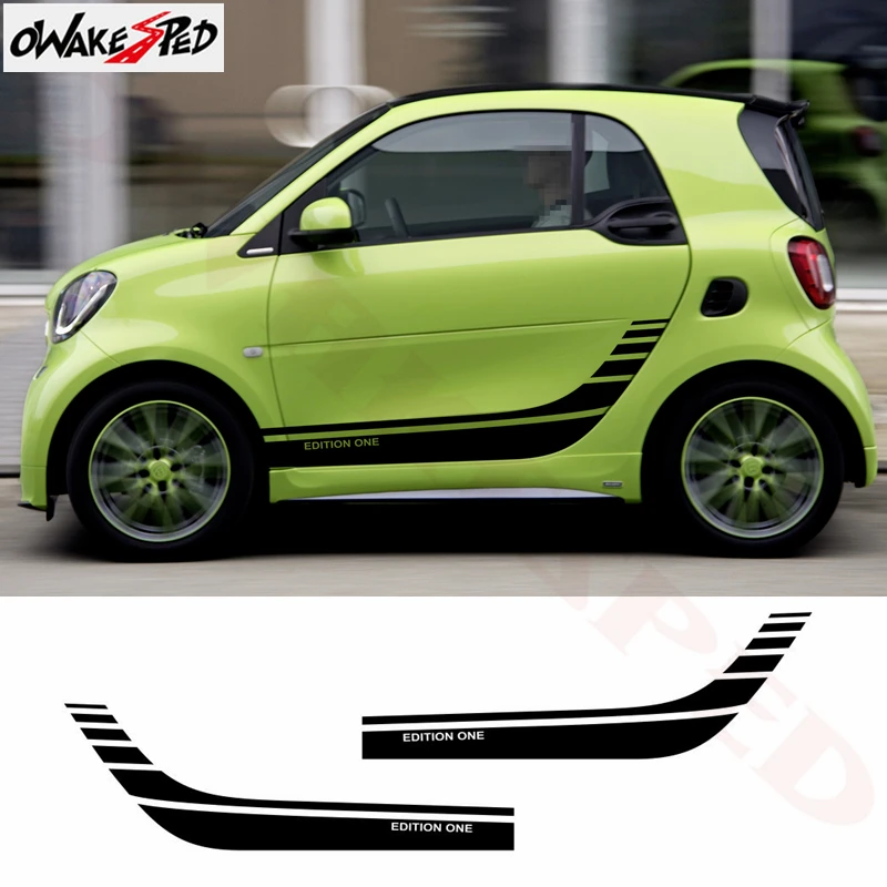 

2 шт. Стайлинг автомобиля для Smart Fortwo Forfour спортивные полосы наклейки корпус дверь боковая юбка декоративные наклейки DIY виниловые наклейки