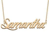 samantha name necklace for women stainless steel jewelry gold plated nameplate pendant femme mother girlfriend gift