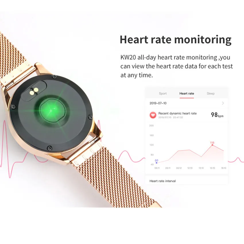 KW20 Women Smart Watch Fashion Lovely Bracelet Heart Rate Monitor Sleep Monitoring Smartwatch for IOS Android PK H8 S3 KW10 Band |