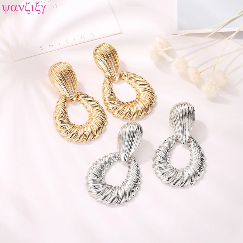 

Earrings Gold Color Big Dangle Earrings for Women Fashion Geometric Round Vintage Punk Statement Drop Earring Party Jewelry