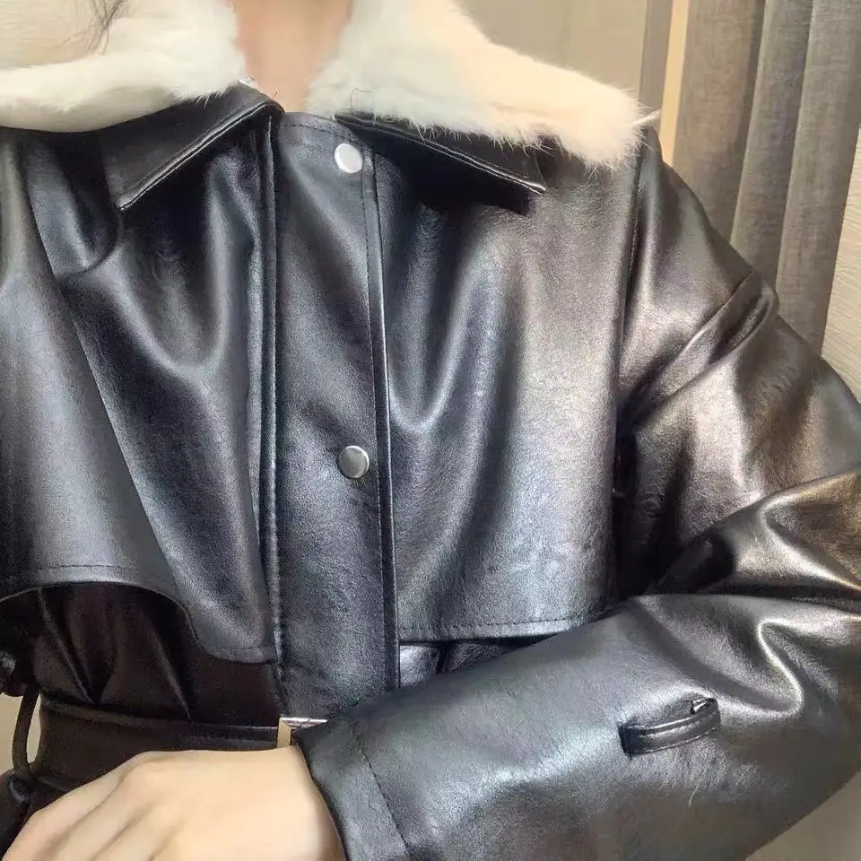 

JS418J-2019 black waistband high-end long sleeve cotton dress temperament wide coat female