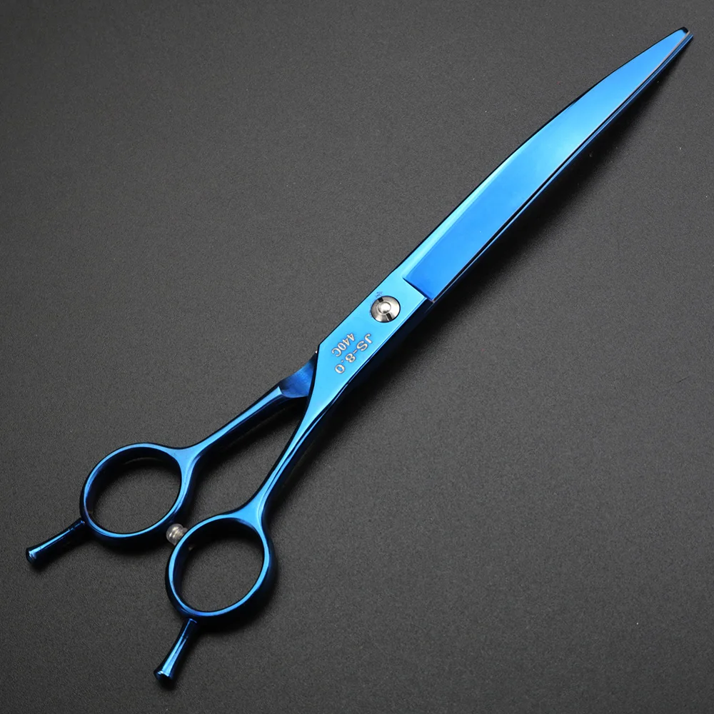 

Blue 8 inch Professional Pet Dog Grooming Scissors Hair Cutting Straight Curved Thinning Scissors 3 PCS Set for Barber