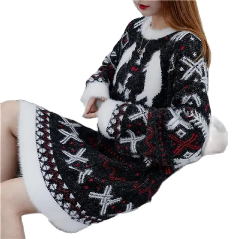 Модный зимний женский свитер средней длины свободный капюшон зимние кардиганы