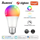 Умсветильник лампа AUBESS Tuya Zigbee, 9 Вт, E27 LED RGB + CW, функция таймера, работает с Alexa Google Home