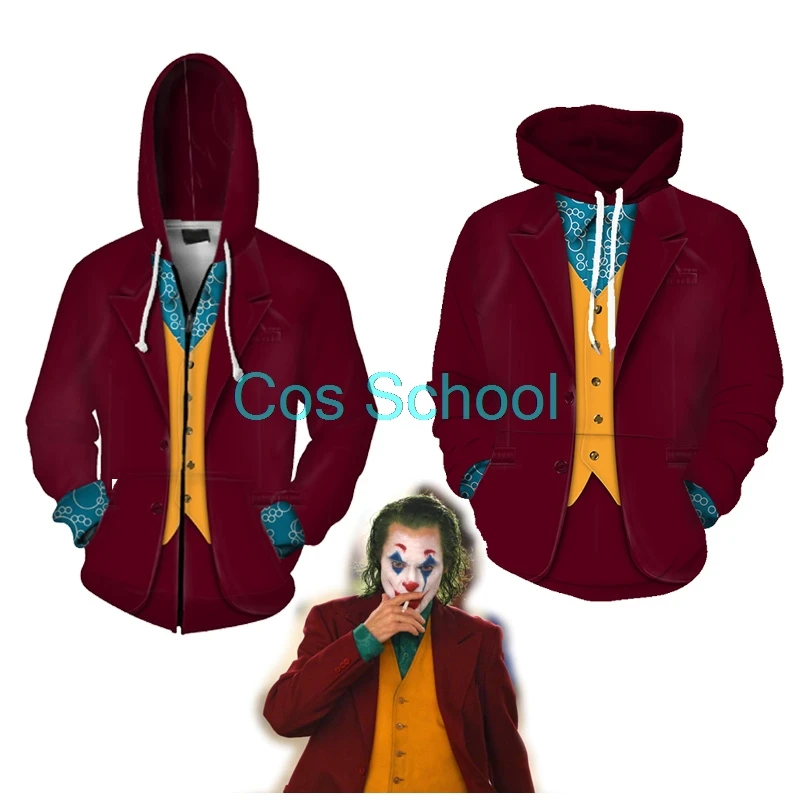 Cos School 2019 Горячая фильм Джокер Косплей толстовки джокер костюм для мужчин и