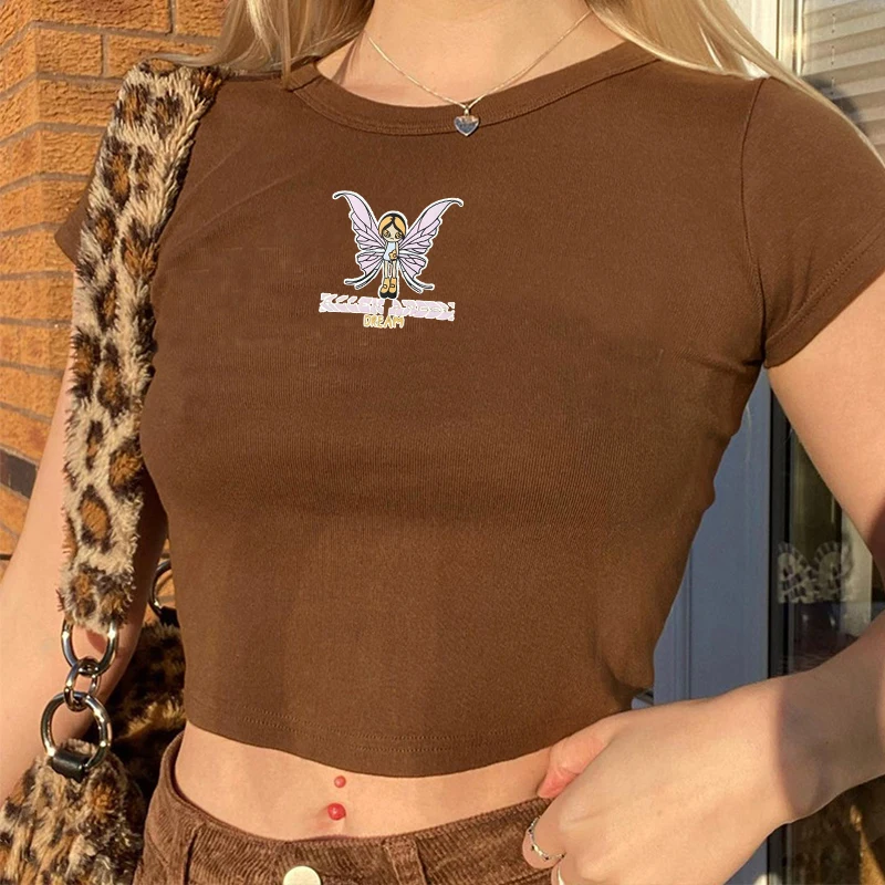 Женские топы с круглым вырезом повседневные футболки графическим принтом