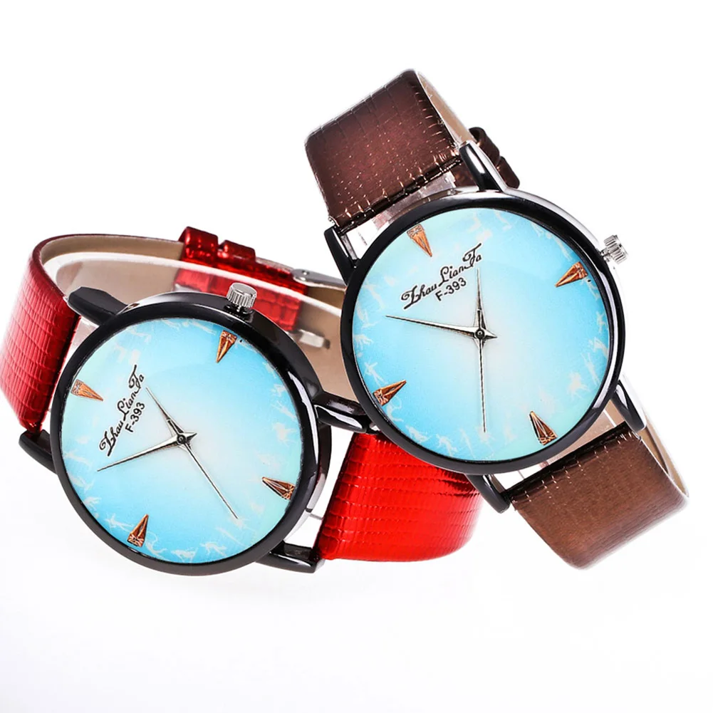 

Montre Fashion Watches Blue Background Round Dial Leather Strap Quartz Watch Korean Style Men Women Student Couple Watch Tc21