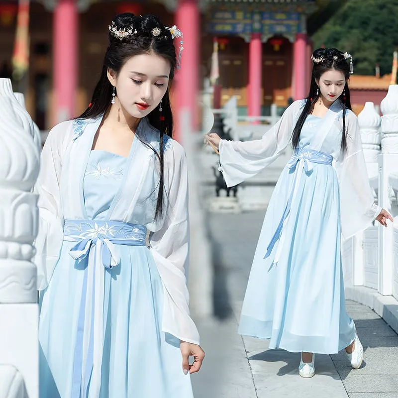 Женское Хлопковое платье hanfu облегающее в китайском стиле с запахом Корейском