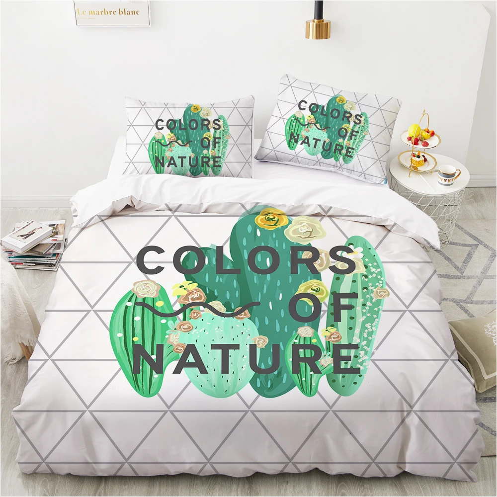 

Colors Of Natrue Duvet Cover Single Double Bed Linen Twin Queen King Size Green Plants Cactus Bedding Set Kids Adults Bedclothes