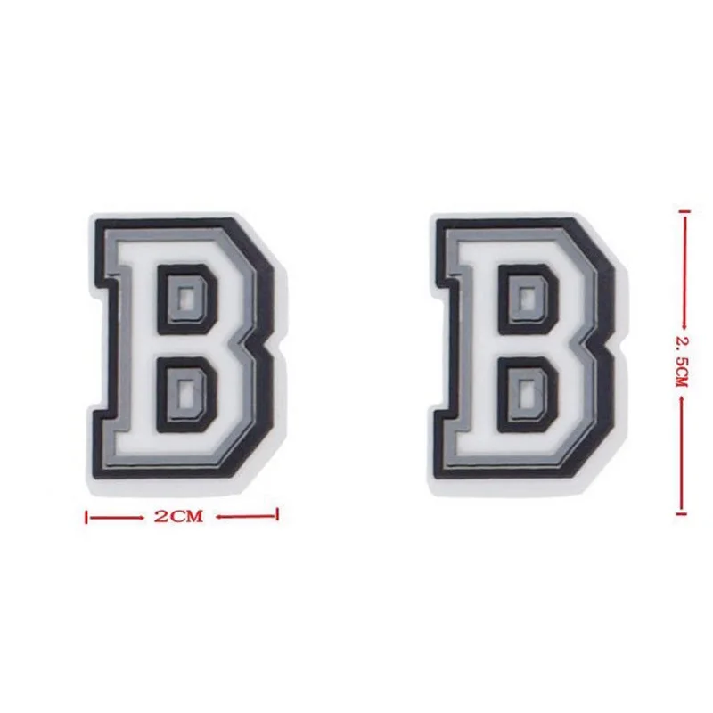 Single Letter 1Pcs Black White Alphabe Shoe charms Button Accessories Shoe DIY Decoration Wristband Kids X-mas Gift  Croc Jibz