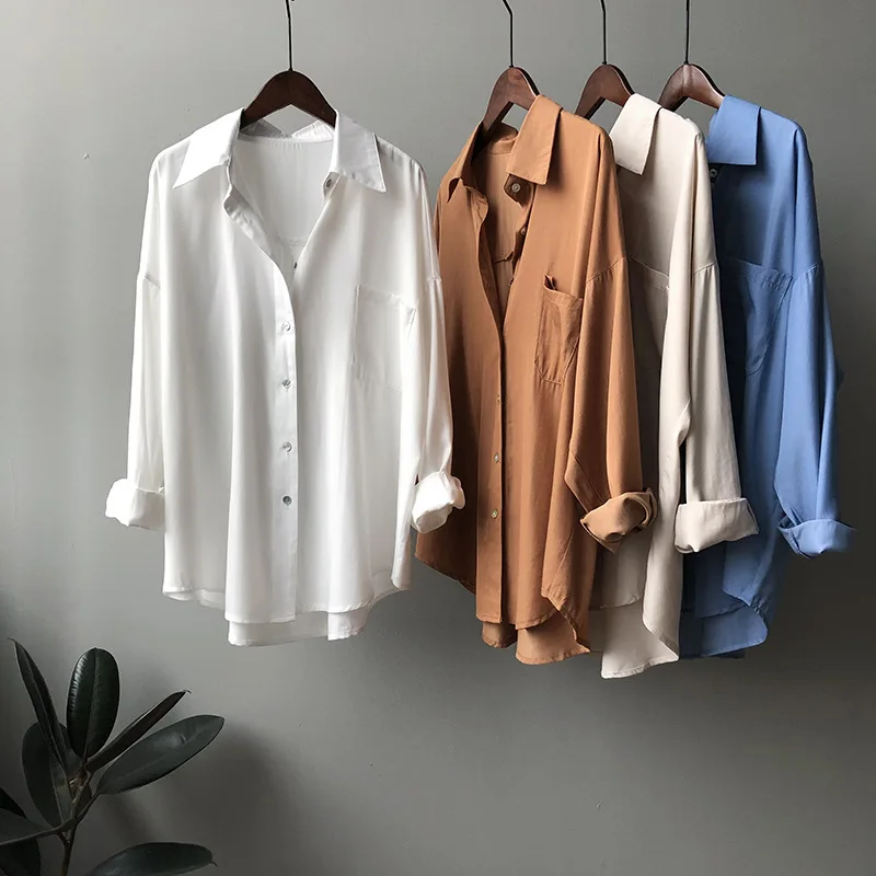 Женская Свободная блузка в Корейском стиле Весенняя хлопковая Уличная