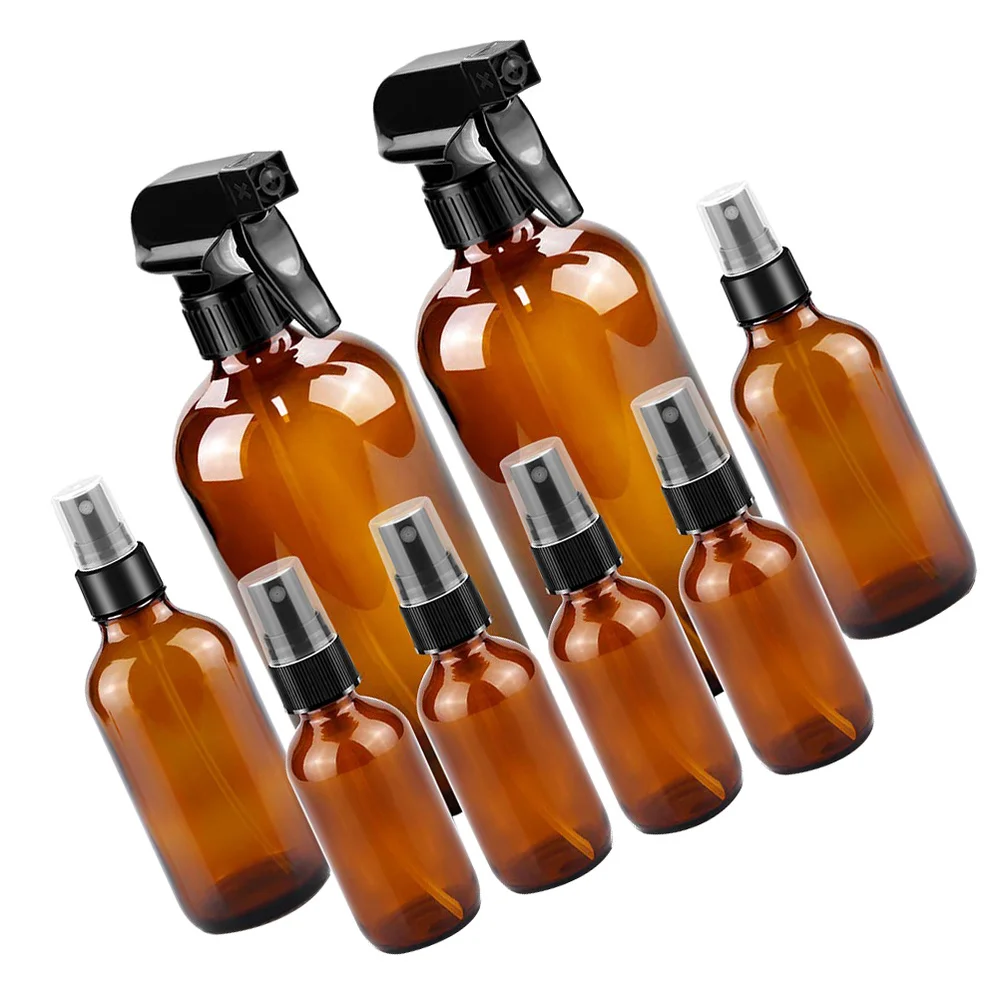 

8PCS Multi-function Spray Liquid Sub Bottle Sub-packing Spray Head Glass Bottle