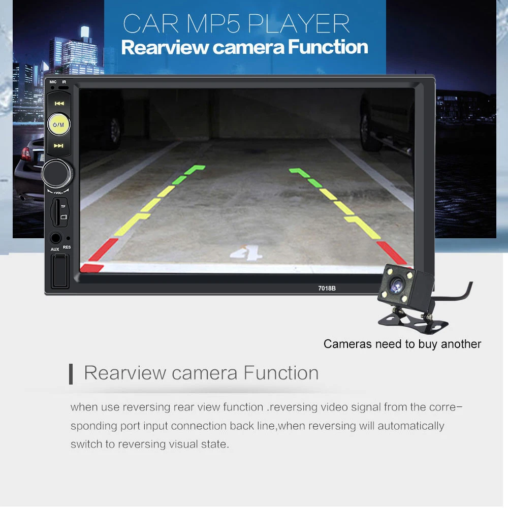 Автомагнитола 2 Din Автомобильный видеорегистратор задняя фронтальная камера 7