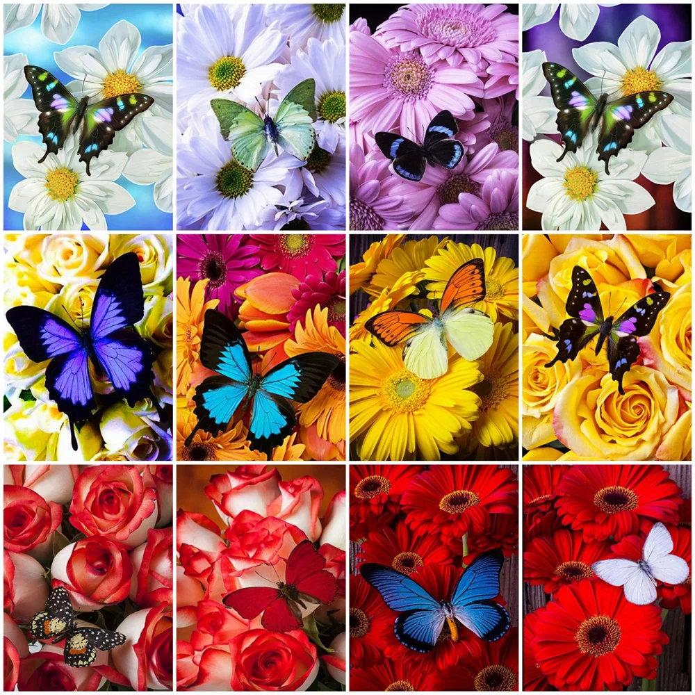 

Картина для раскрашивания по номерам на холсте, с бабочкой