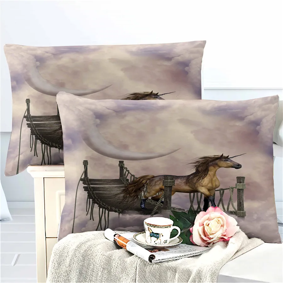 

HELENGILI 3D Bedding Set Unicorn Print Duvet Cover Set Bedcloth with Pillowcase Bed Set Home Textiles #DJS-54