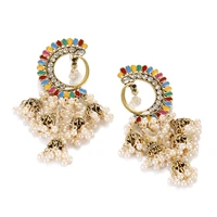 afghan indian jewelry jhumka earrings for women gypsy gold color dripping oil flower earrings fashion jewelry