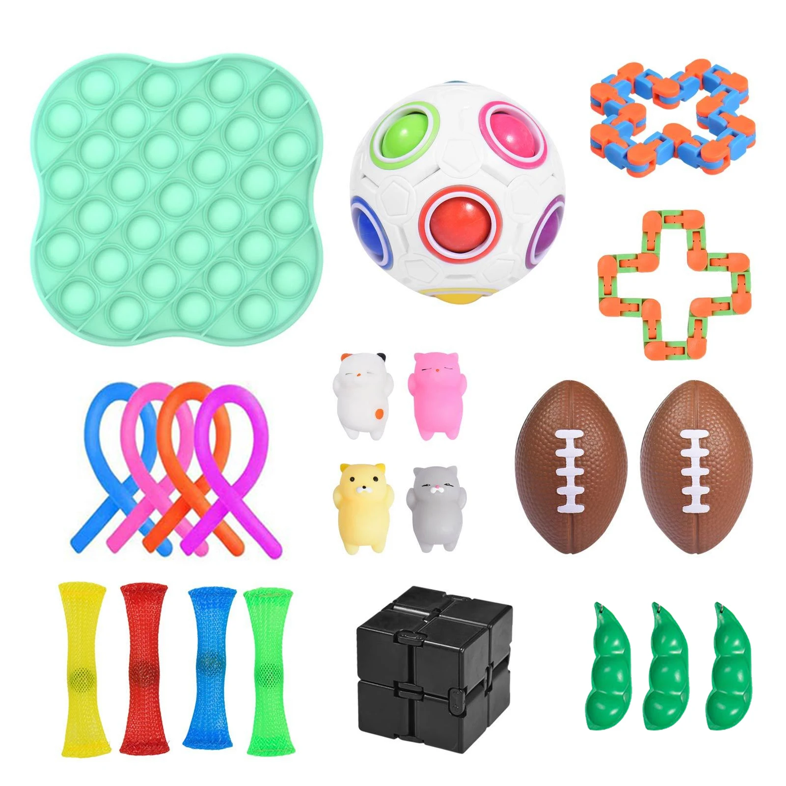 

22 Pcs Fidget Sensory Toy Pendant For Office Toy Decompression Toys Set Stress Relief Toys For Kids Adults Autism Special Need